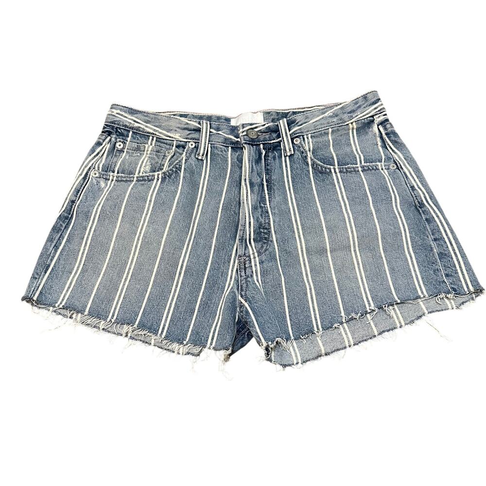 Boyish Jeans The Cody High Waisted Pinstripe Shorts Size 28 NWT